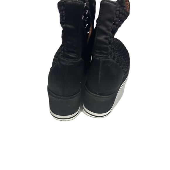 EUC Jeffrey Campbell Free People Y2K Black Silk Weave Wedge Booties Size‎ 8 - Picture 2 of 8